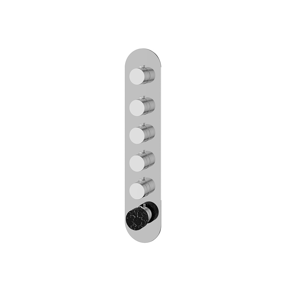 Aquabrass ABSTRM05NMPC Marmo Trim Set for T12005 Valve - Black Marquina Polished Chrome