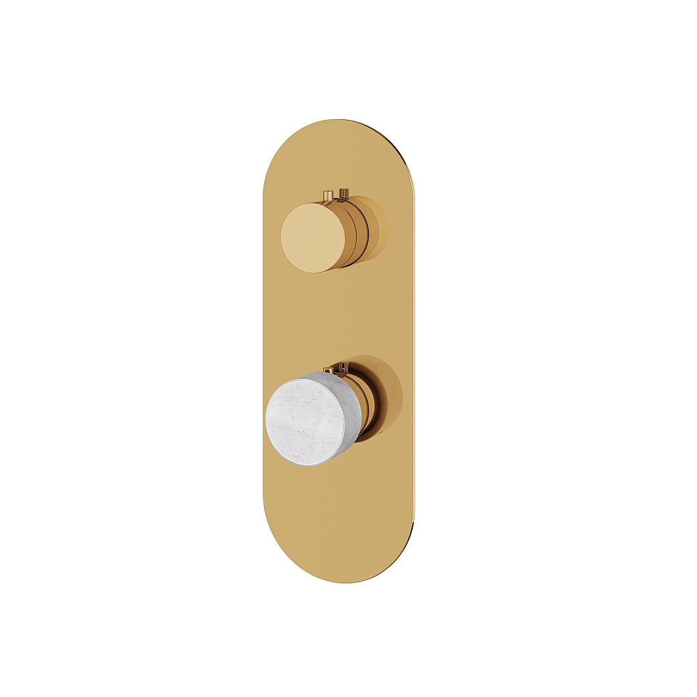 Aquabrass ABSTRM21BCPGD Marmo Trim 2-Way Non Shared for T12123 Valve - White Carrara Polished Gold