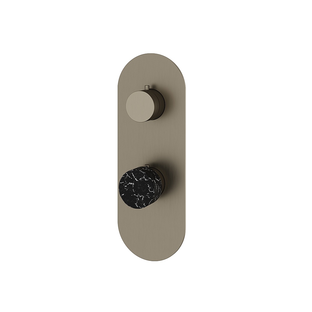 Aquabrass ABSTRM21NMBBC Marmo Trim 2-Way Non Shared for T12123 Valve - Black Marquina Brushed Black Chrome
