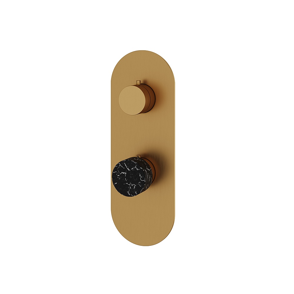Aquabrass ABSTRM21NMBGD Marmo Trim 2-Way Non Shared for T12123 Valve - Black Marquina Brushed Gold