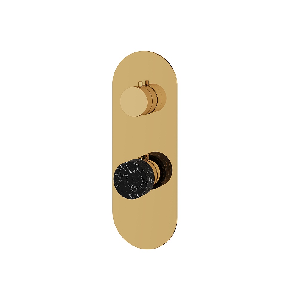 Aquabrass ABSTRM21NMPGD Marmo Trim 2-Way Non Shared for T12123 Valve - Black Marquina Polished Gold