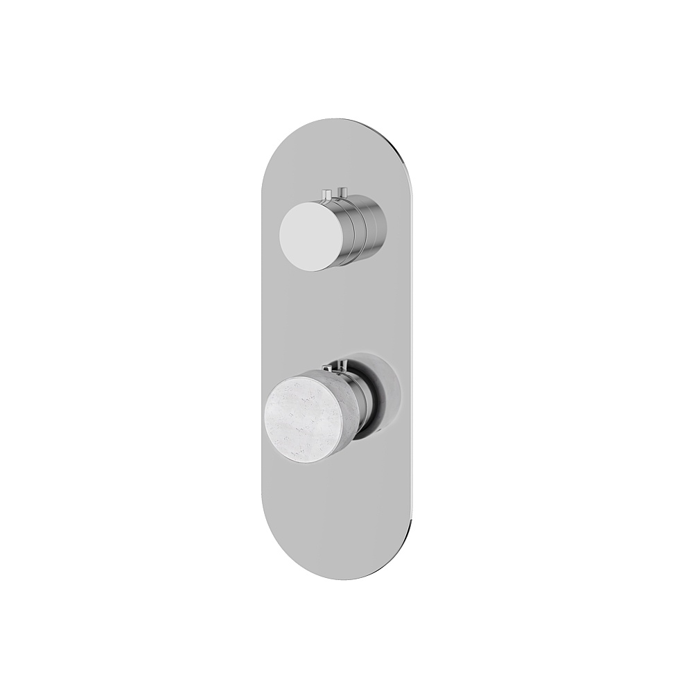 Aquabrass ABSTRM31BCPC Marmo Trim 3-Way Non Shared for T12123 Valve - White Carrara Polished Chrome