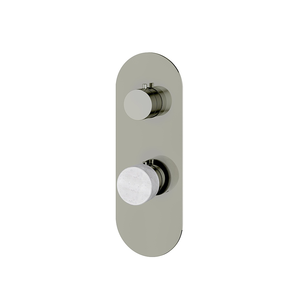 Aquabrass ABSTRM31BCPN Marmo Trim 3-Way Non Shared for T12123 Valve - White Carrara Polished Nickel
