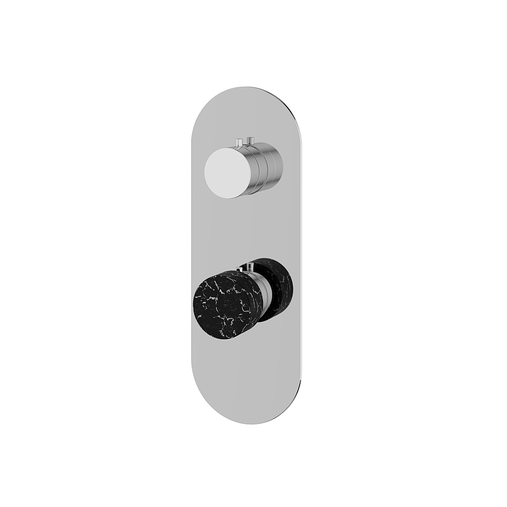 Aquabrass ABSTRM31NMPC Marmo Trim 3-Way Non Shared for T12123 Valve - Black Marquina Polished Chrome