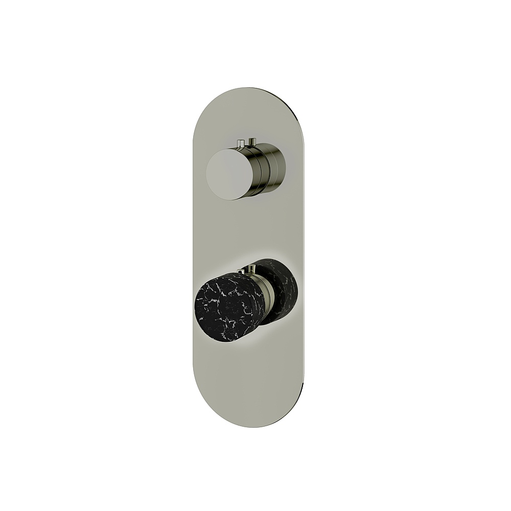 Aquabrass ABSTRM31NMPN Marmo Trim 3-Way Non Shared for T12123 Valve - Black Marquina Polished Nickel