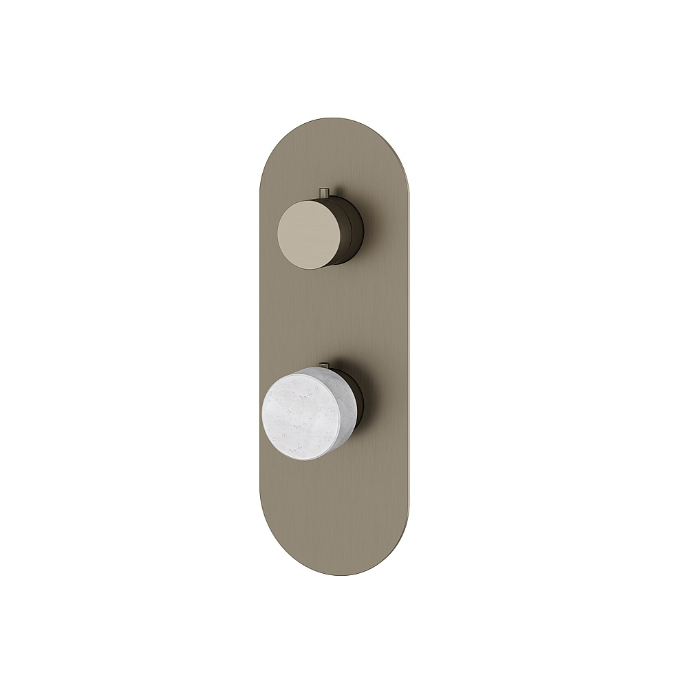 Aquabrass ABSTRM32BCBBC Marmo Trim 3-Way Shared for T12123 Valve - White Carrara Brushed Black Chrome