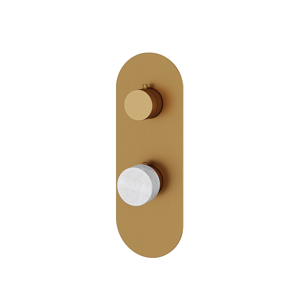 Aquabrass ABSTRM32BCBGD Marmo Trim 3-Way Shared for T12123 Valve - White Carrara Brushed Gold