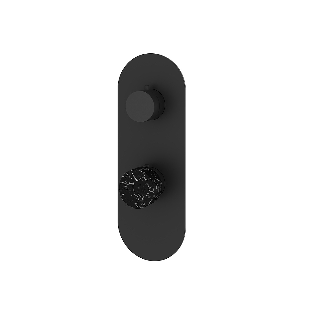 Aquabrass ABSTRM32NMBK Marmo Trim 3-Way Shared for T12123 Valve - Black Marquina Black
