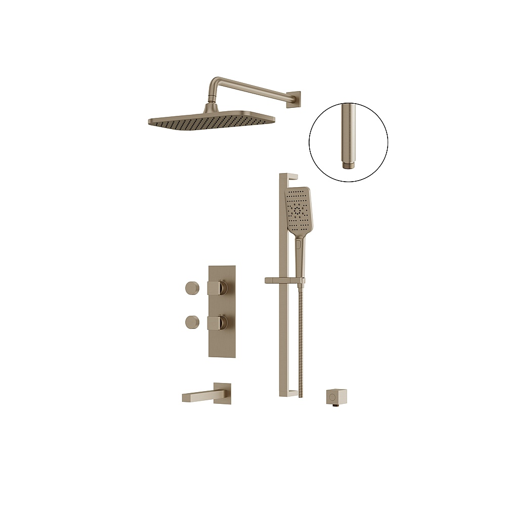 Aquabrass ABSZMIAMIBOX02GBN Miamibox Tub/Shower Faucet 3-Way Non Share - Brushed Nickel