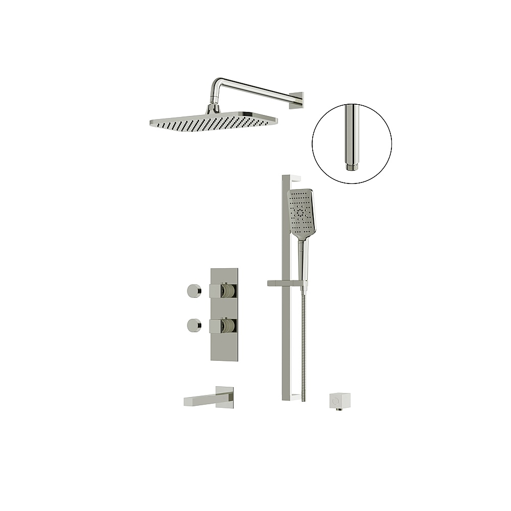 Aquabrass ABSZMIAMIBOX02GPN Miamibox Tub/Shower Faucet 3-Way Non Share - Polished Nickel