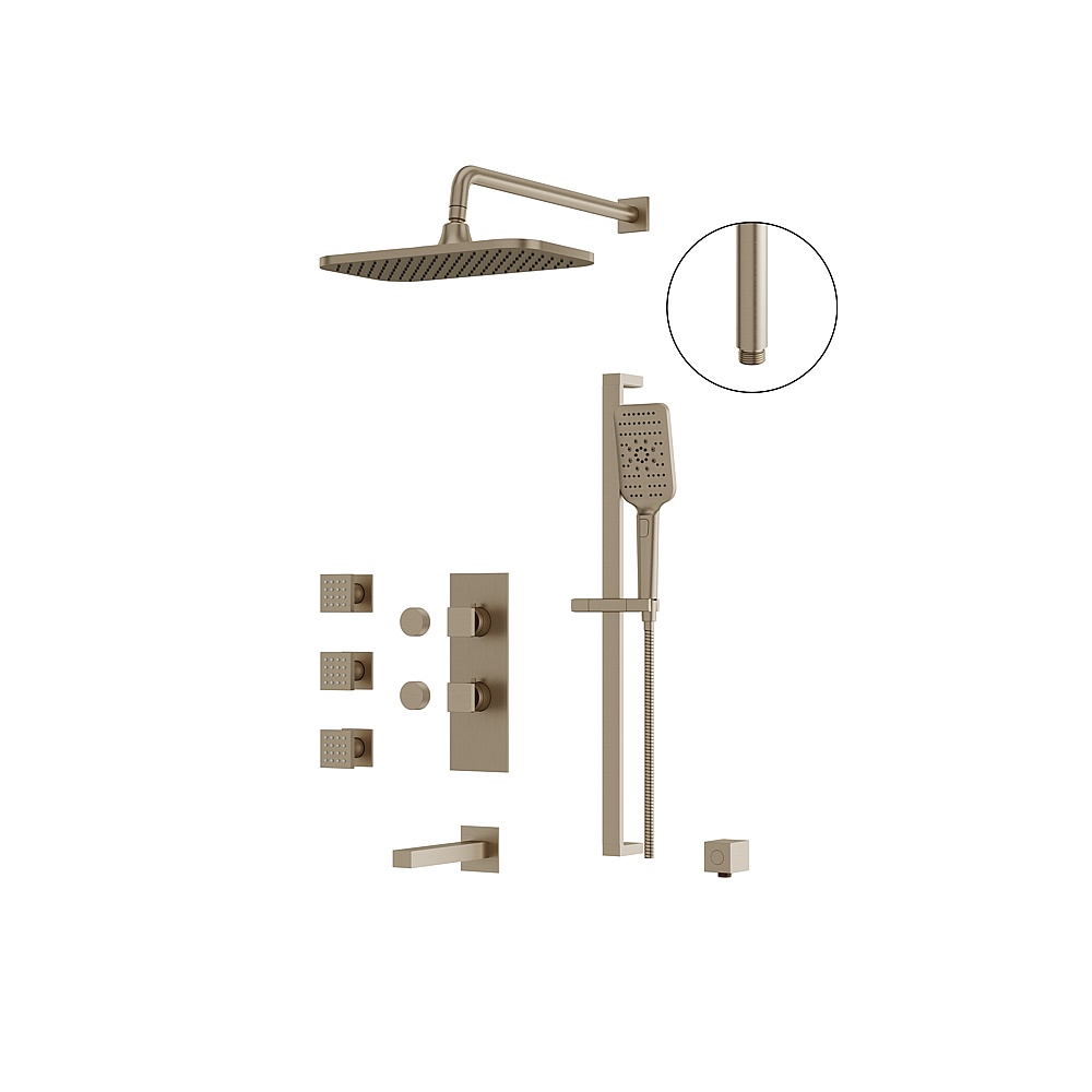 Aquabrass ABSZMIAMIBOX03BN Miamibox 03 Shower Faucet 3-Way Shared - Brushed Nickel