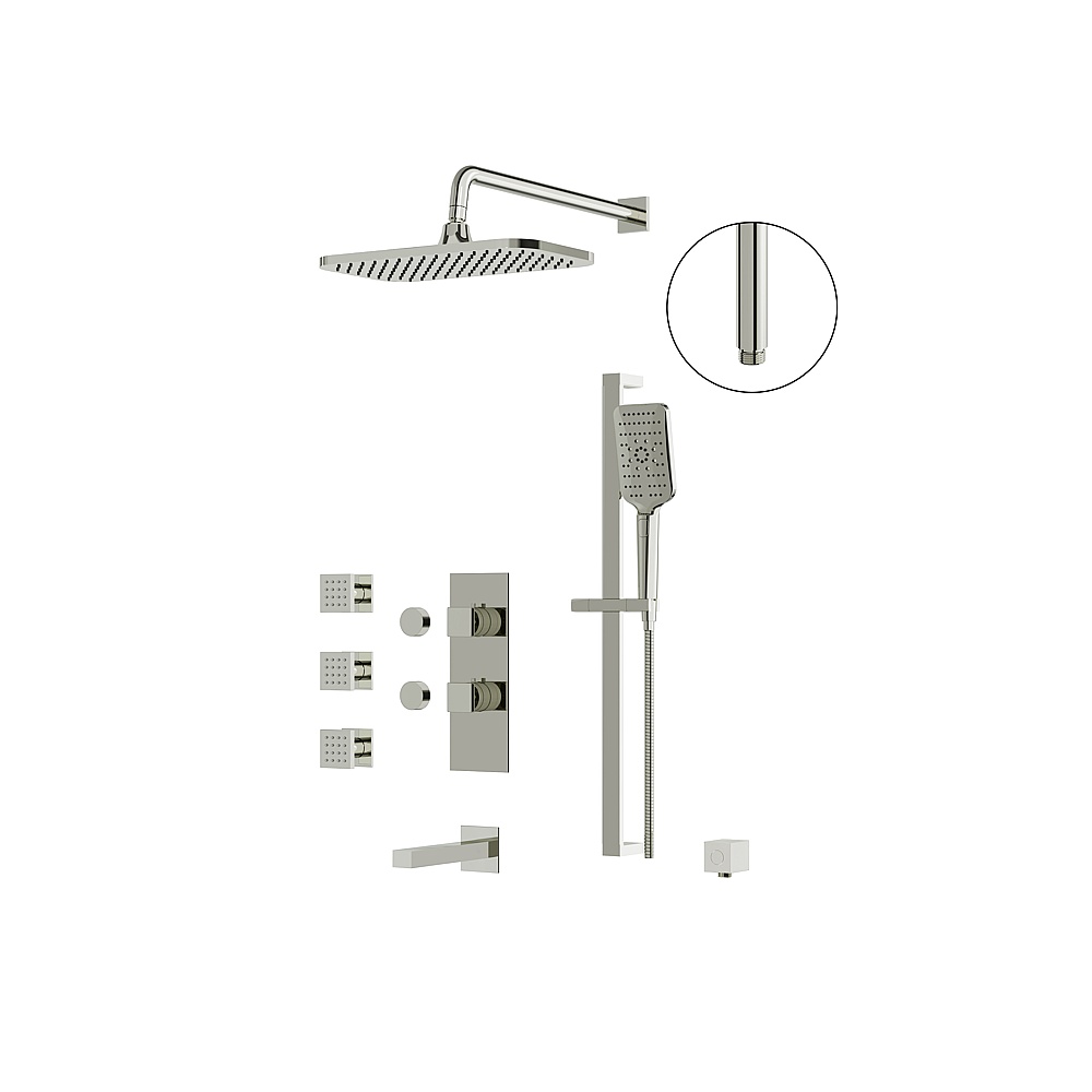 Aquabrass ABSZMIAMIBOX03PN Miamibox 03 Shower Faucet 3-Way Shared - Polished Nickel