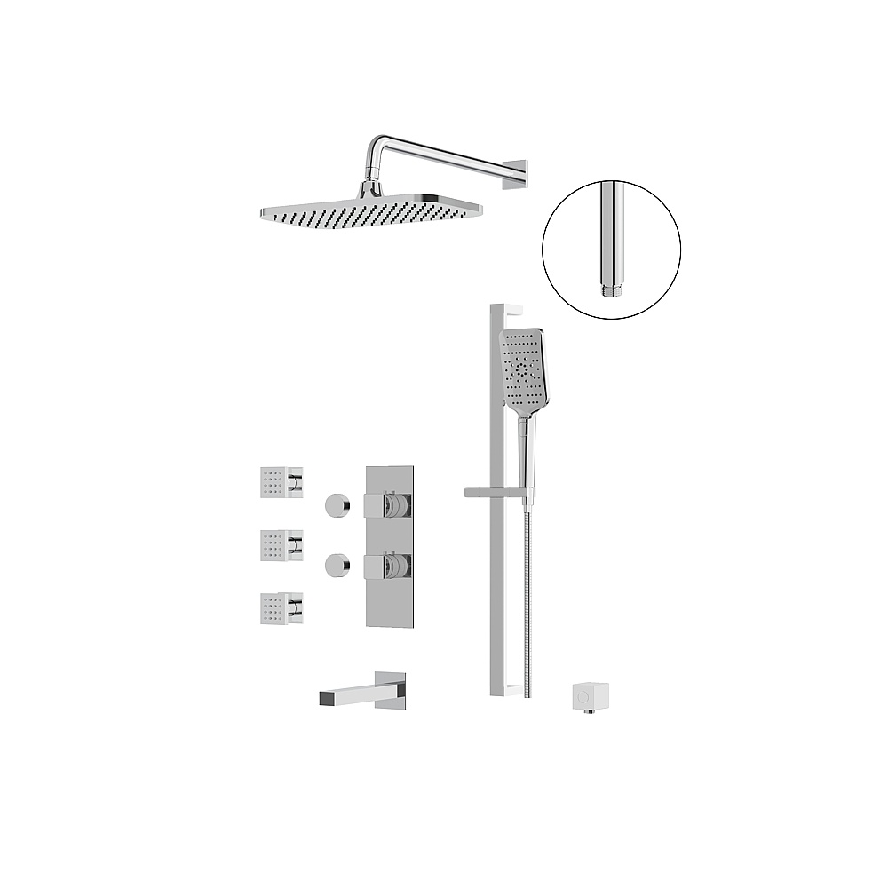 Aquabrass ABSZMIAMIBOX03GPC Miamibox Shower Faucet 3-Way Non Shared - Polished Chrome