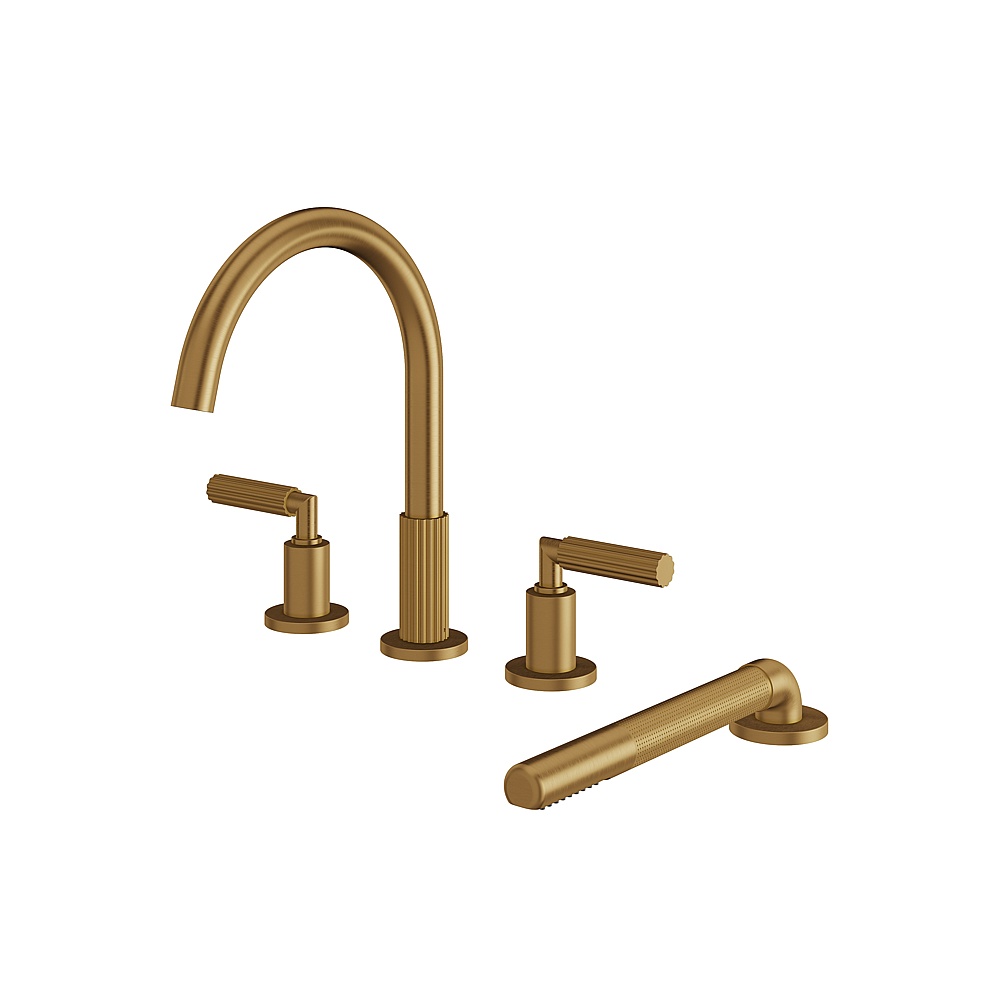 Aquabrass ABFB49018BGD Montebello 4 Piece Tub Filler with Handshower - Brushed Gold