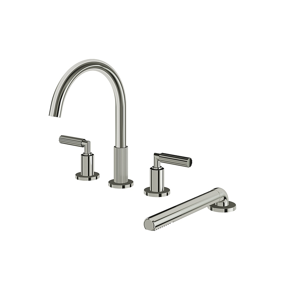 Aquabrass ABFB49018PN Montebello 4 Piece Tub Filler with Handshower - Polished Nickel