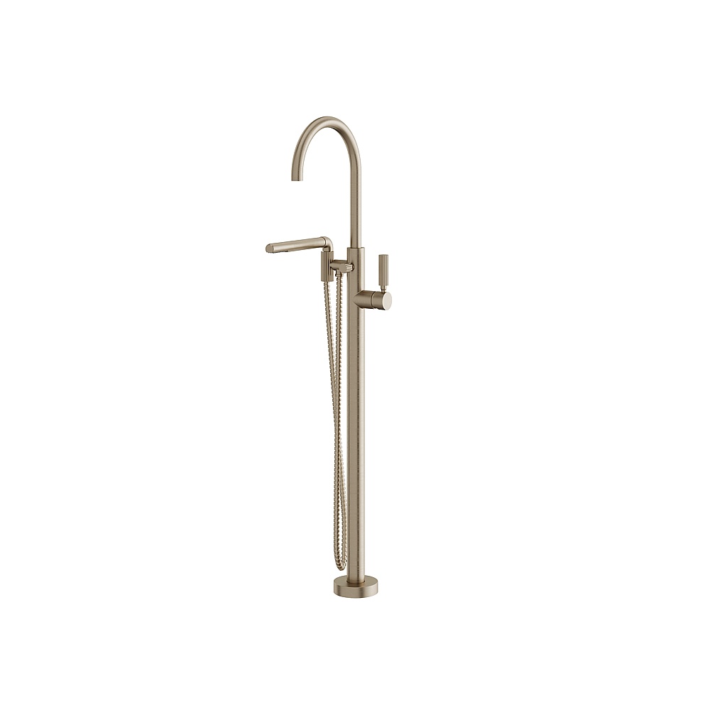 Aquabrass ABFB49085BN Montebello Floor Tub Filler with Handshower - Brushed Nickel