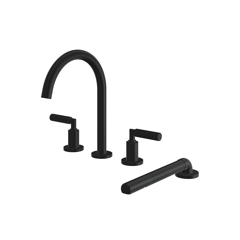 Aquabrass ABFB50018BK MonteCarlo 4 Piece Tub Filler with Handshower - Black