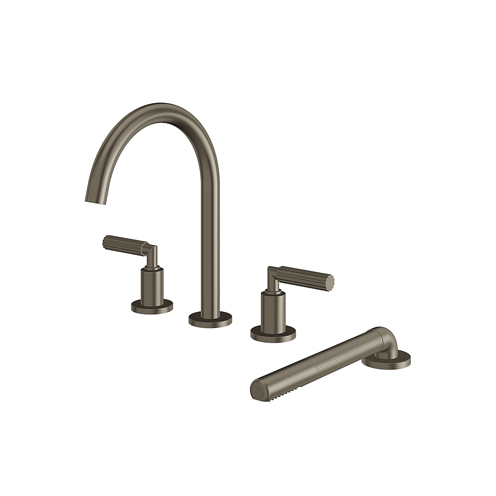 Aquabrass ABFB50018BBC MonteCarlo 4 Piece Tub Filler with Handshower - Brushed Black Chrome