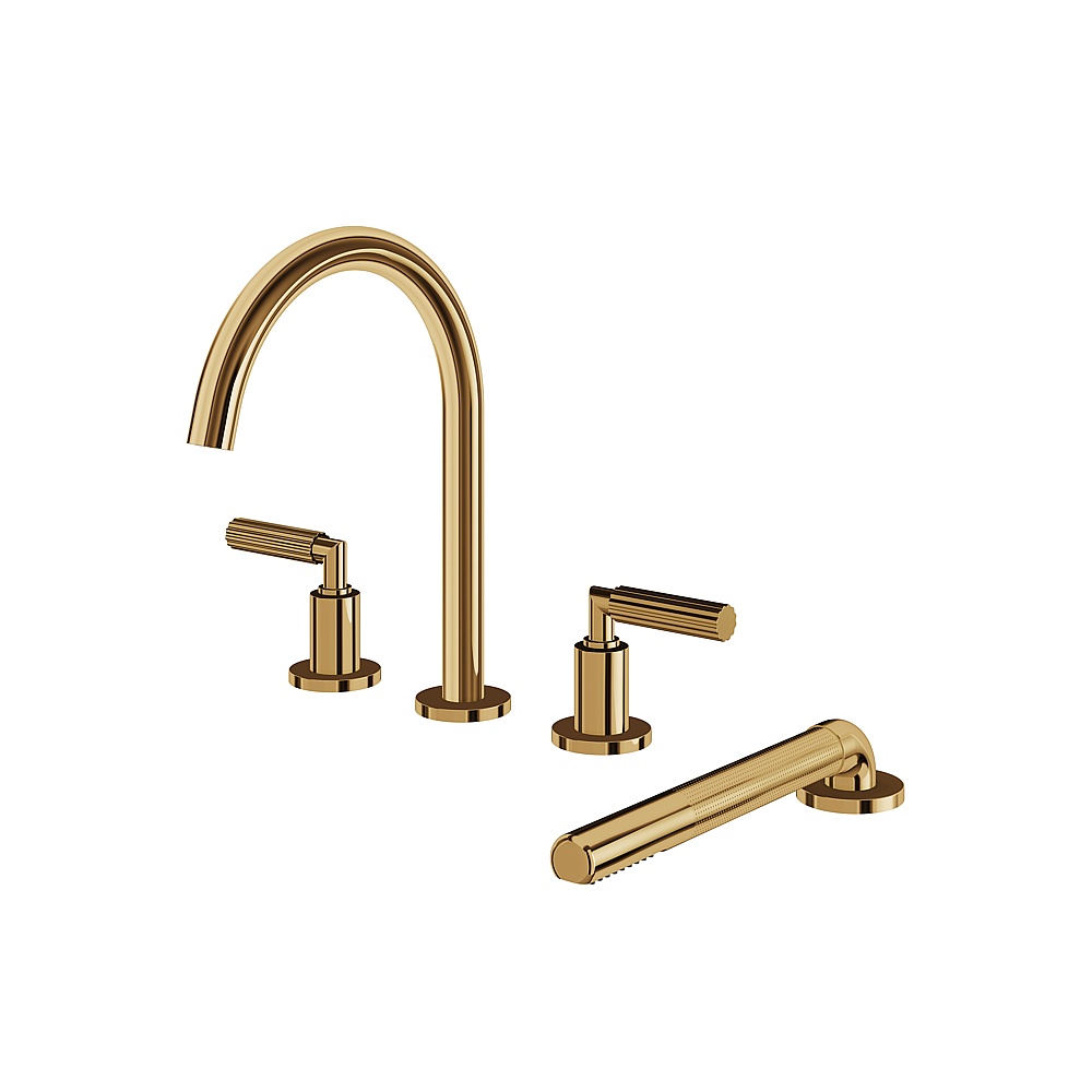 Aquabrass ABFB50018PGD MonteCarlo 4 Piece Tub Filler with Handshower - Polished Gold