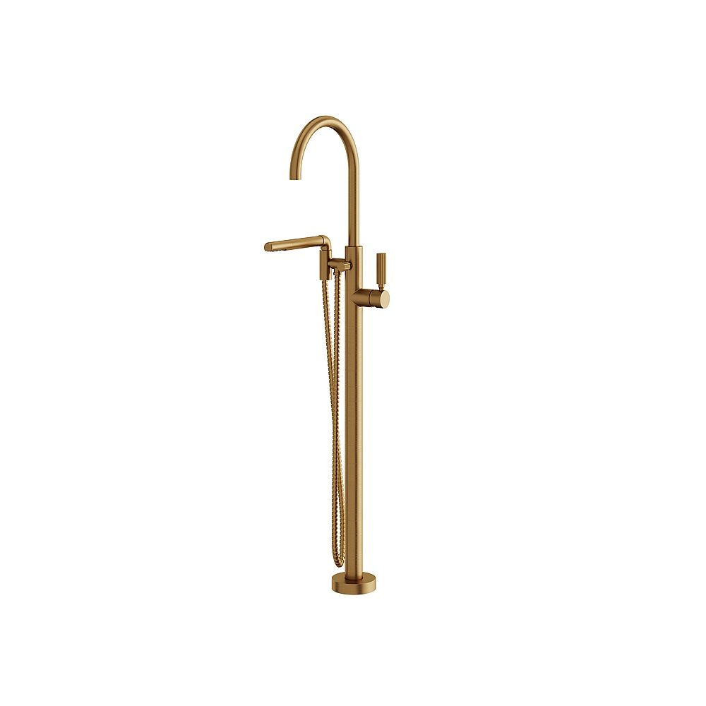 Aquabrass ABFB50085BGD MonteCarlo Floor Tub Filler with Handshower - Brushed Gold