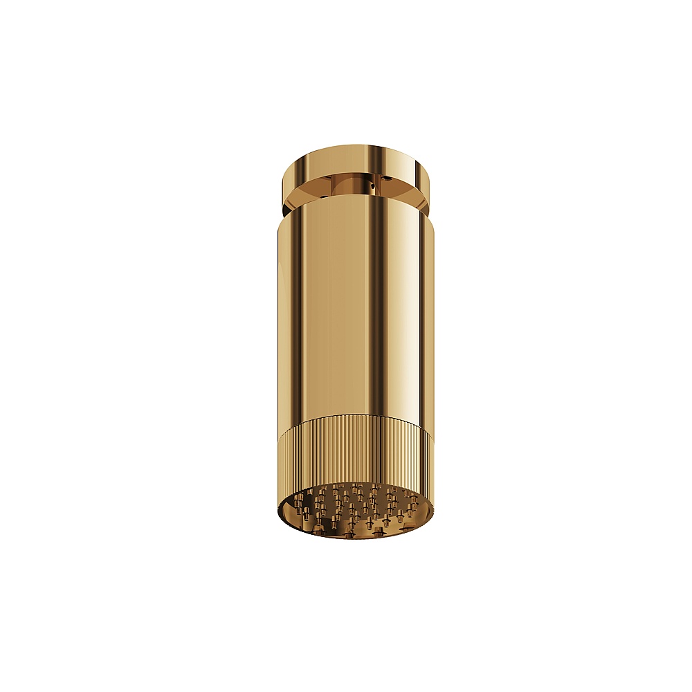 Aquabrass ABSCSPT65PGD Showerhead with Ceiling Arm-Textured Ring - Polished Gold