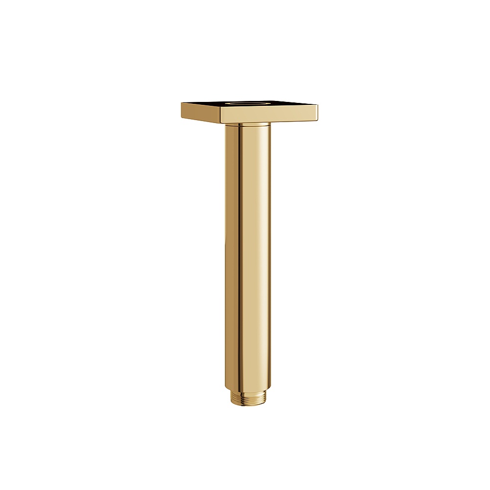 Aquabrass ABSCSCD06PGD Round 6'' Ceiling Arm with Square Flange - Polished Gold