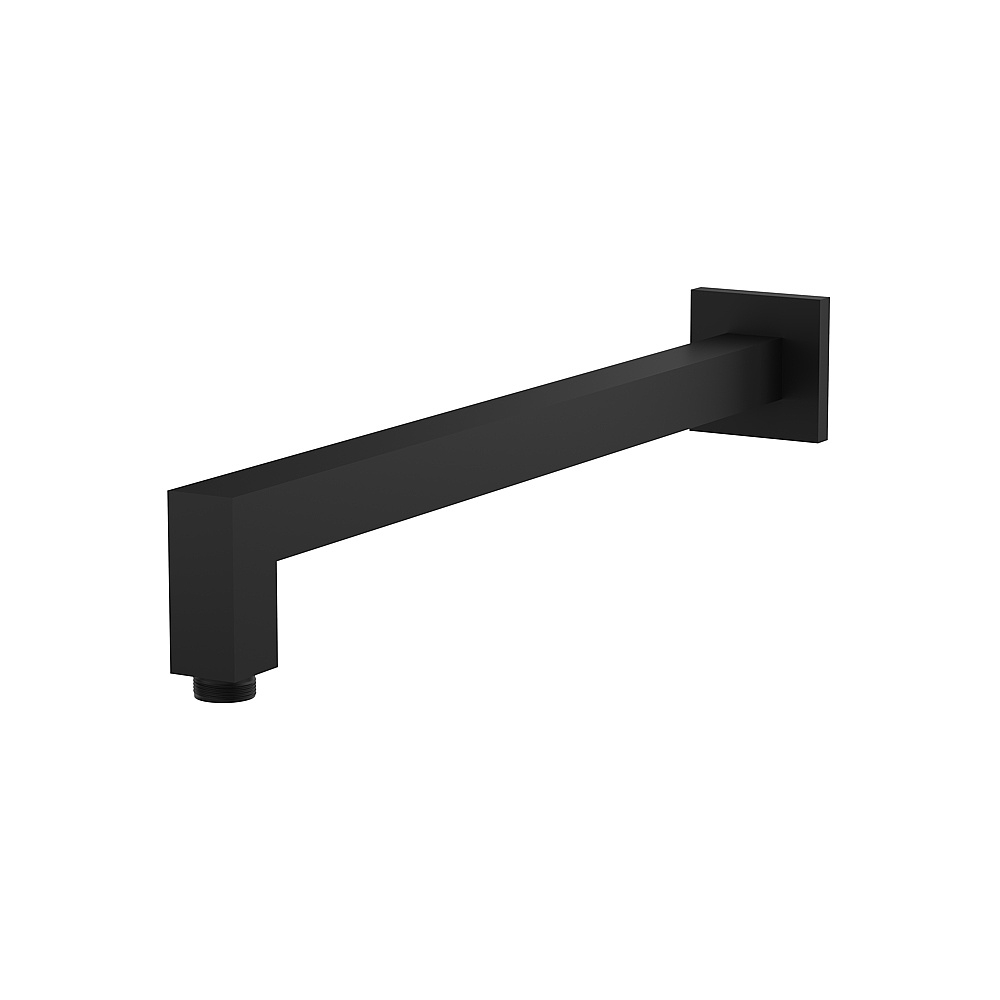 Aquabrass ABSCSSA16BK Square 16'' Shower Arm With Flange - Black
