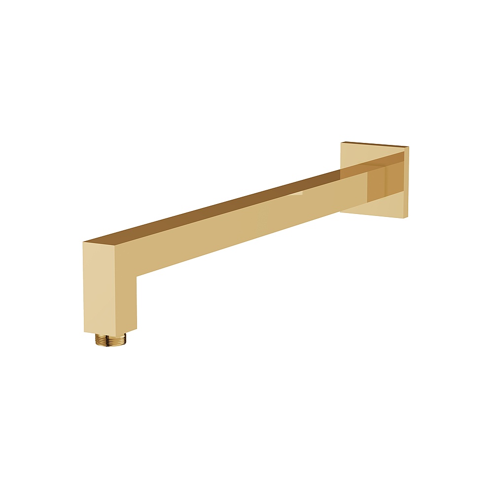 Aquabrass ABSCSSA16PGD Square 16'' Shower Arm With Flange - Polished Gold