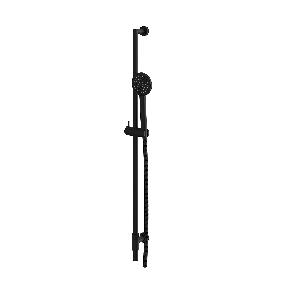 Aquabrass ABSCRCR85BK Complete Shower Rail with Round Handshower - Black