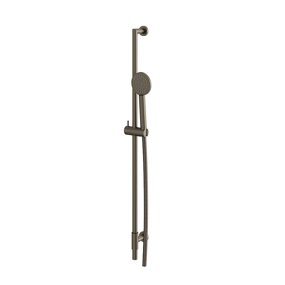 Aquabrass ABSCRCR85BBC Complete Shower Rail with Round Handshower - Brushed Black Chrome