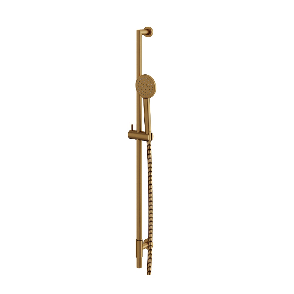 Aquabrass ABSCRCR85BGD Complete Shower Rail with Round Handshower - Brushed Gold
