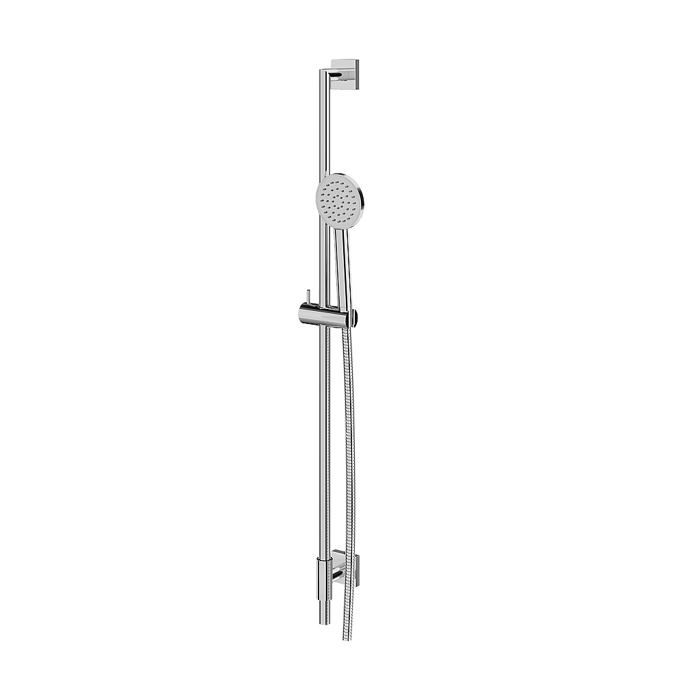 Aquabrass ABSCSCR85PC Complete Shower Rail with Square Flange & Round Handshower - Polished Chrome