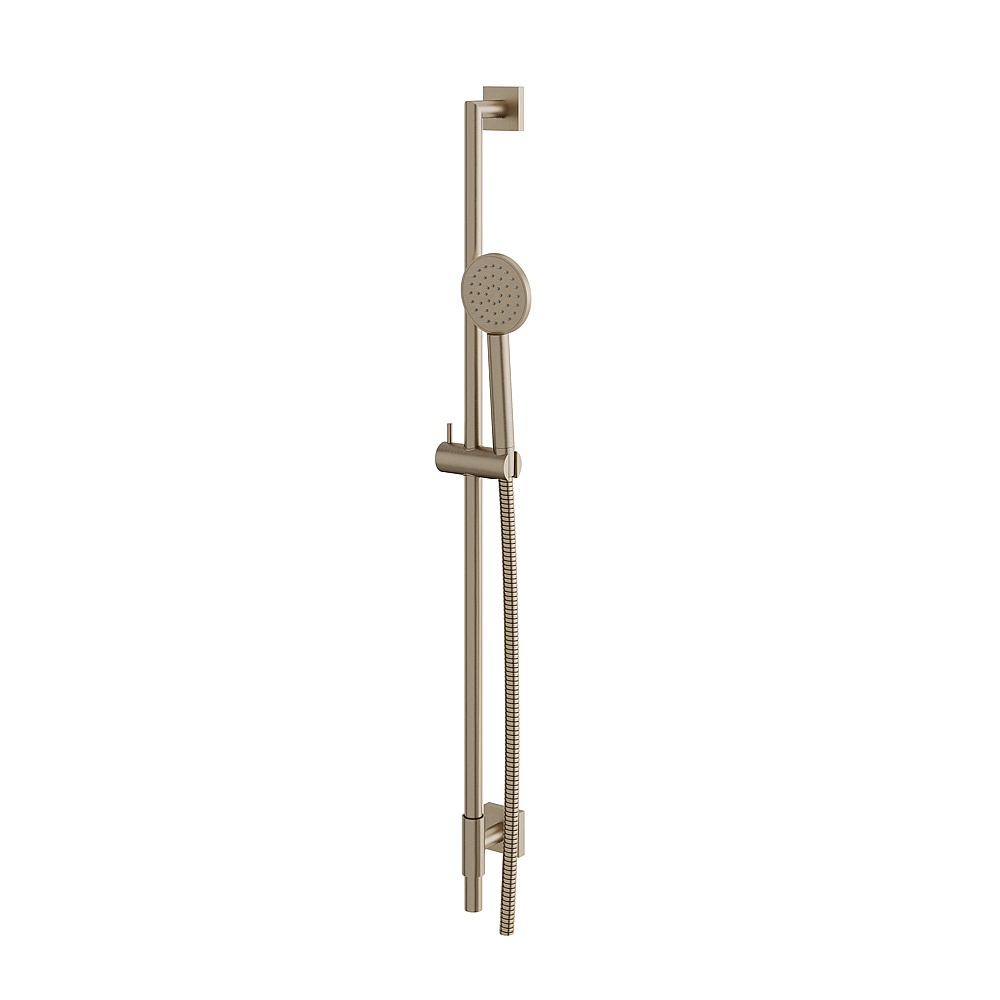 Aquabrass ABSCSCR85BN Complete Shower Rail with Square Flange & Round Handshower - Brushed Nickel