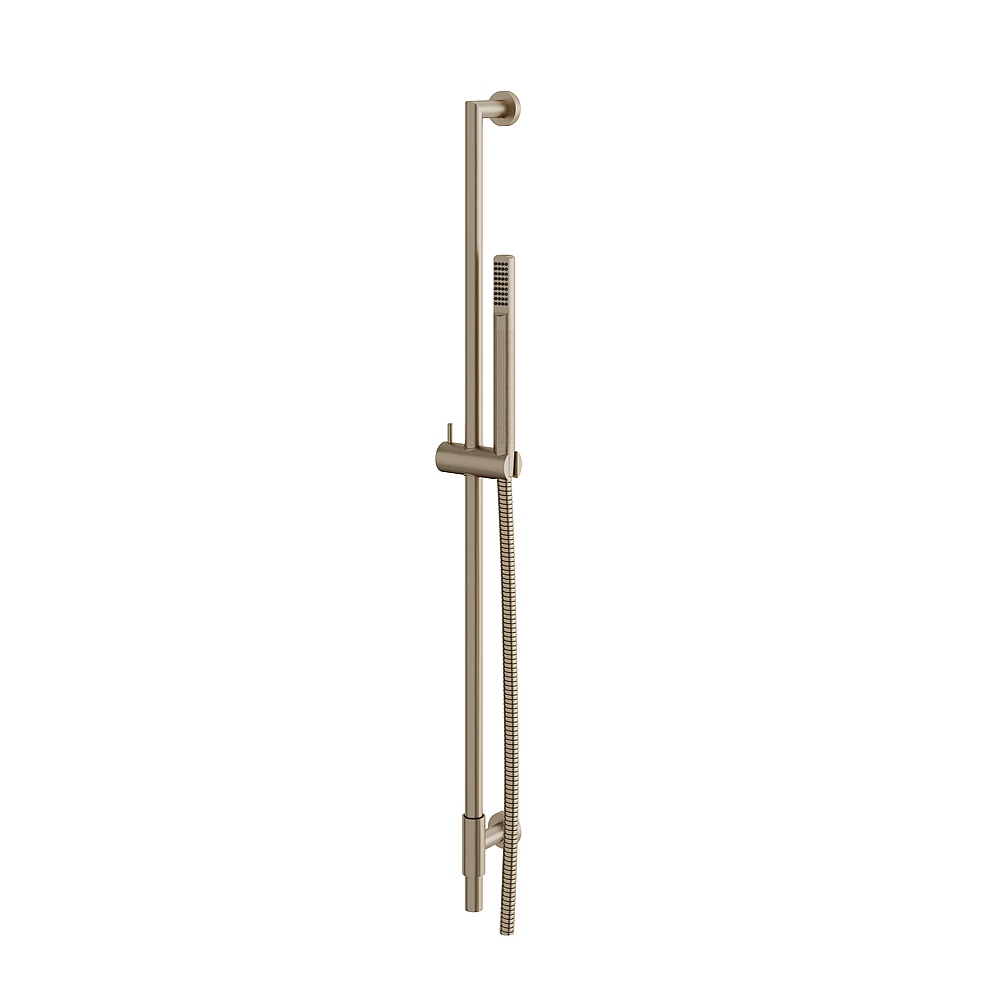 Aquabrass ABSCRCR95BN Complete Shower Rail with Tubular Handshower - Brushed Nickel