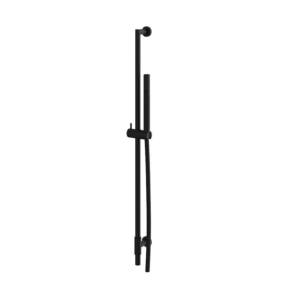 Aquabrass ABSCRCR95BK Complete Shower Rail with Tubular Handshower - Black