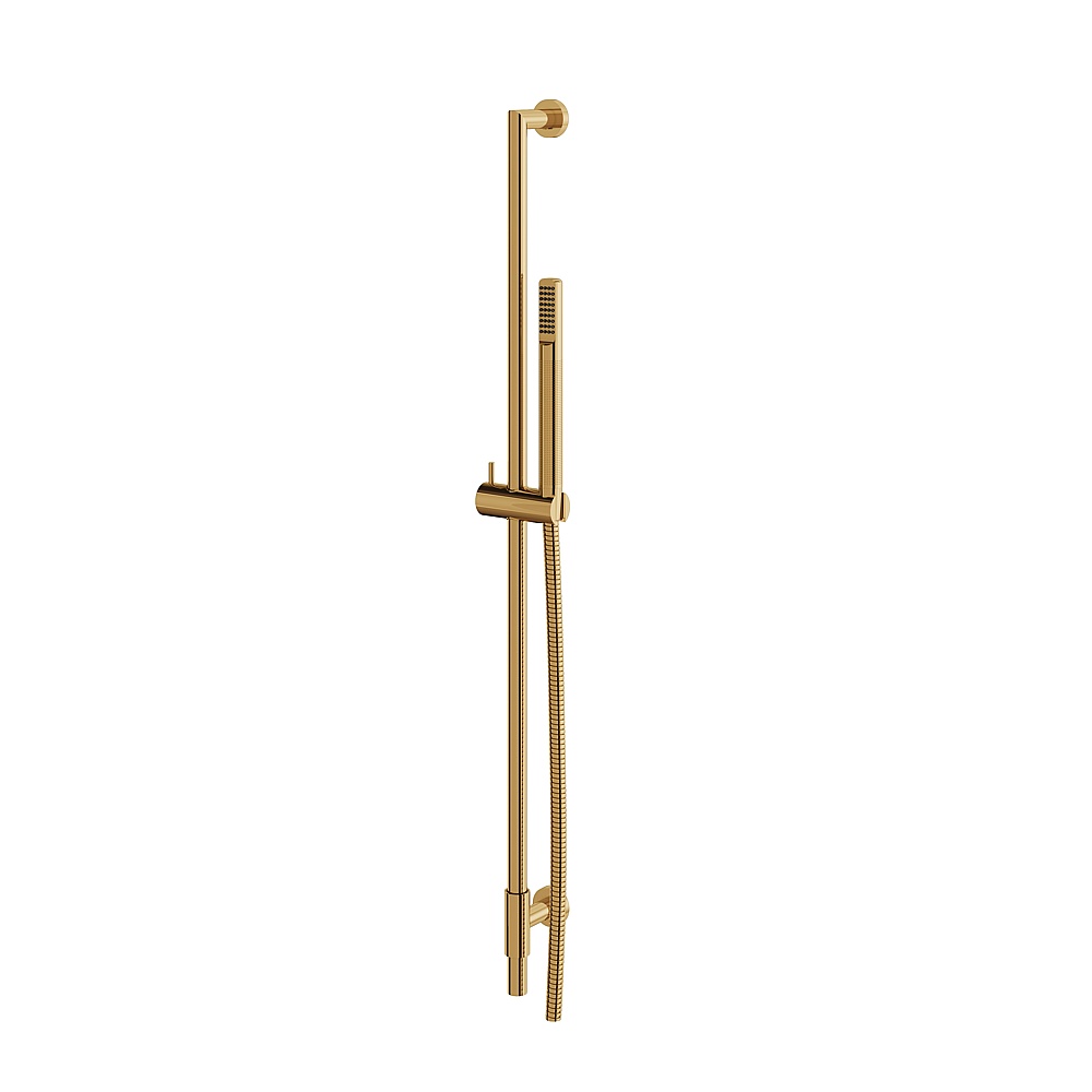 Aquabrass ABSCRCR95PGD Complete Shower Rail with Tubular Handshower - Polished Gold