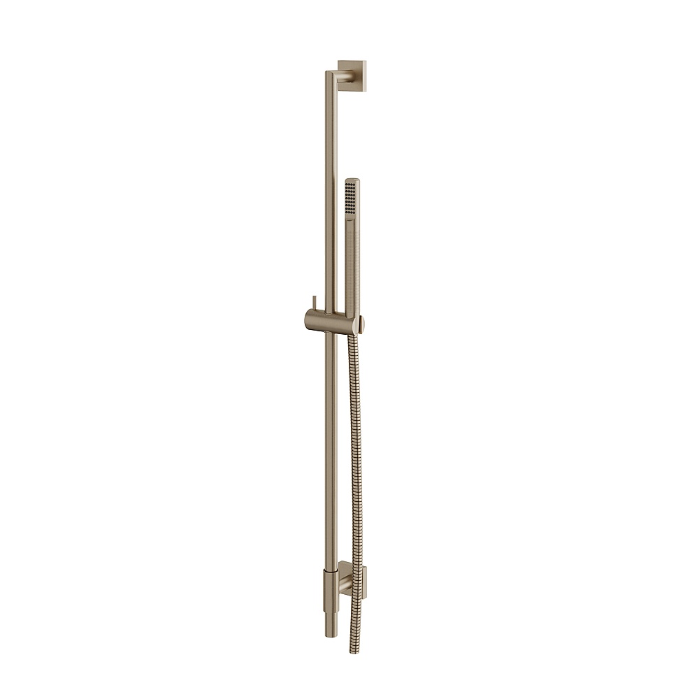 Aquabrass ABSCSCR95BN Complete Shower Rail with Square Flange Tube Handshower - Brushed Nickel