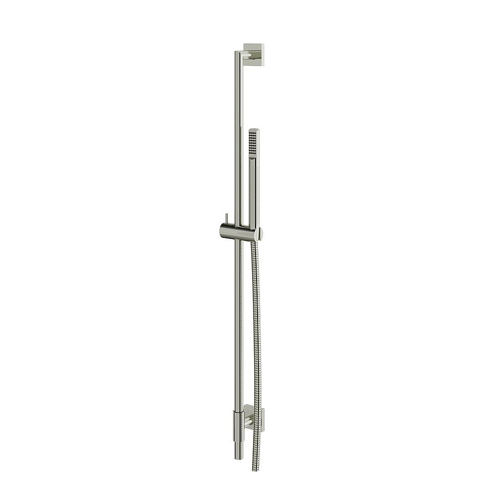 Aquabrass ABSCSCR95PN Complete Shower Rail with Square Flange Tube Handshower - Polished Nickel