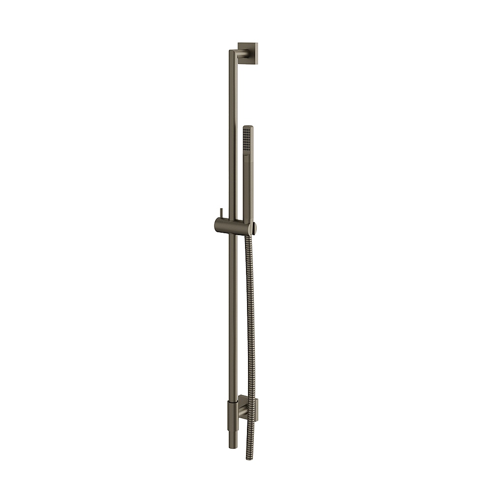 Aquabrass ABSCSCR95BBC Complete Shower Rail with Square Flange Tube Handshower - Brushed Black Chrome