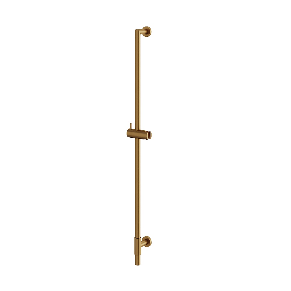 Aquabrass ABSCRSR35BGD Round Shower Rail with Slider - Brushed Gold