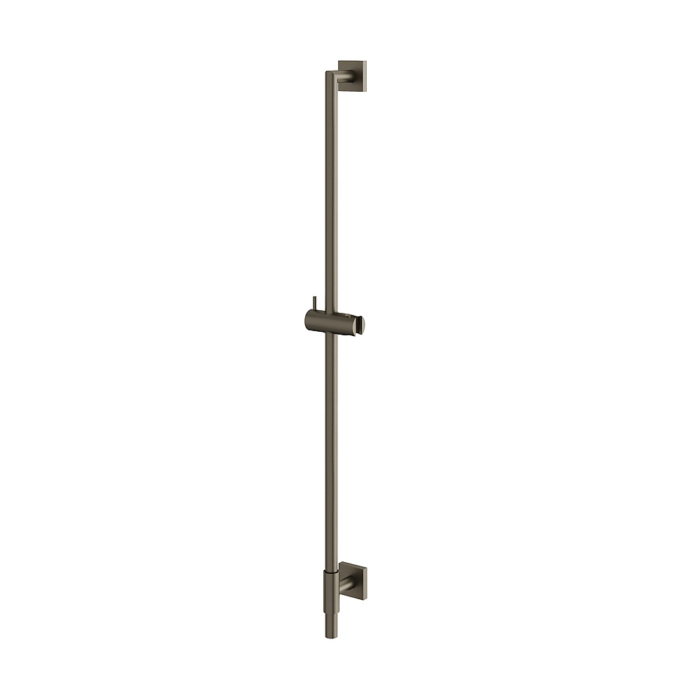 Aquabrass ABSCSSR35BBC Shower rail Round Rail with Square Flange & Slider - Brushed Black Chrome
