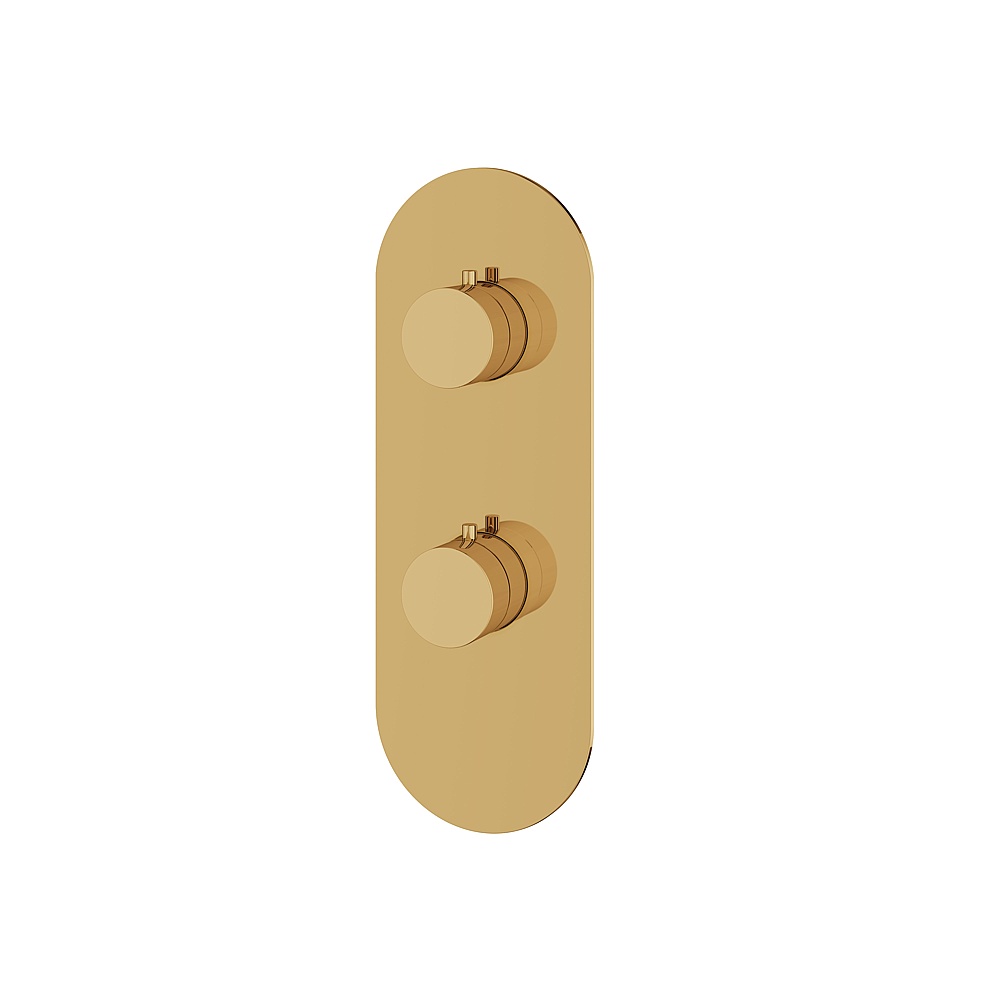Aquabrass ABSTR9395PGD Shower Trims Round Trim Set 3-Way Non-Shared for T12123 Valve - Polished Gold