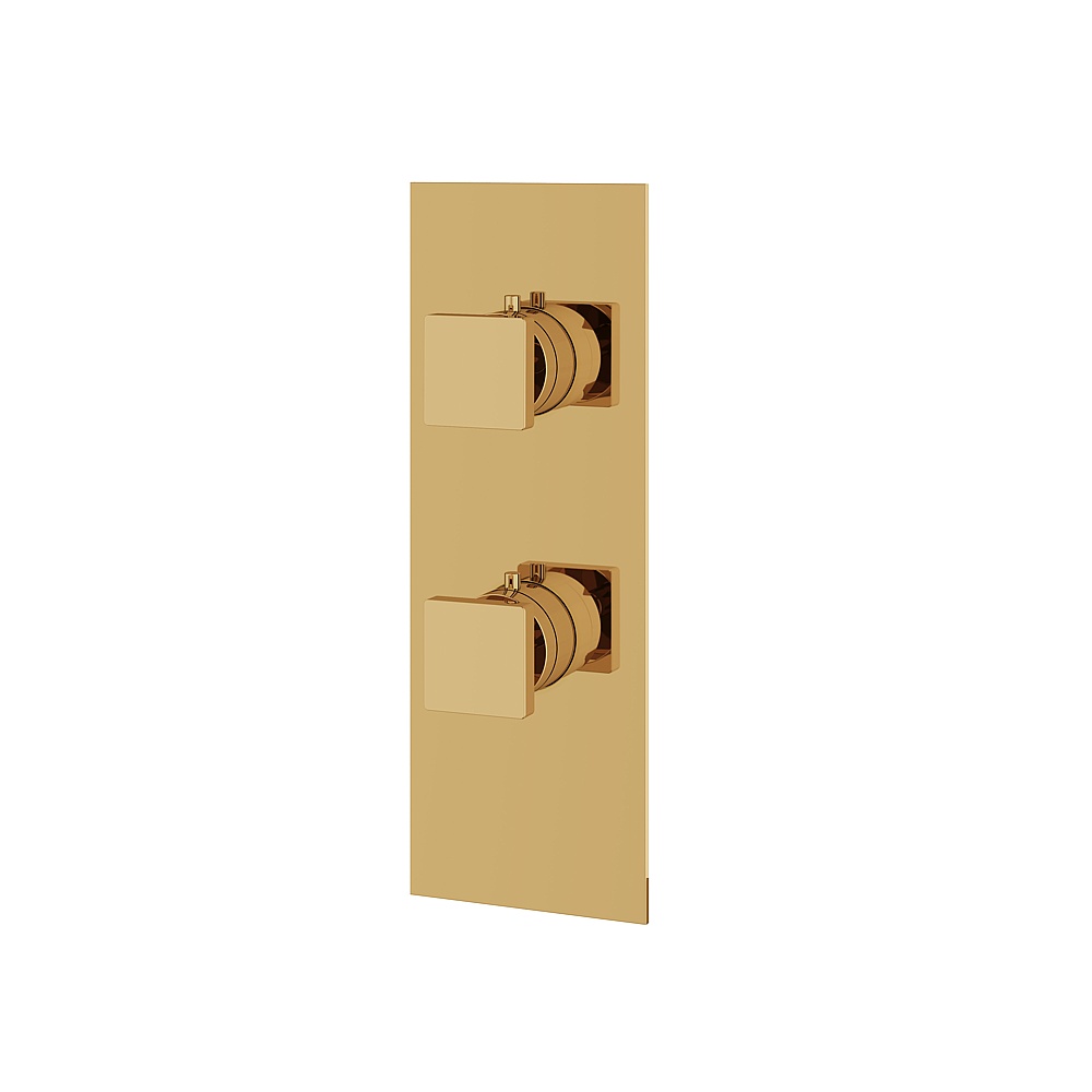 Aquabrass ABSTS9395PGD Shower Trims SquareTrim Set 3-Way Non-Shared for T12123 Valve - Polished Gold