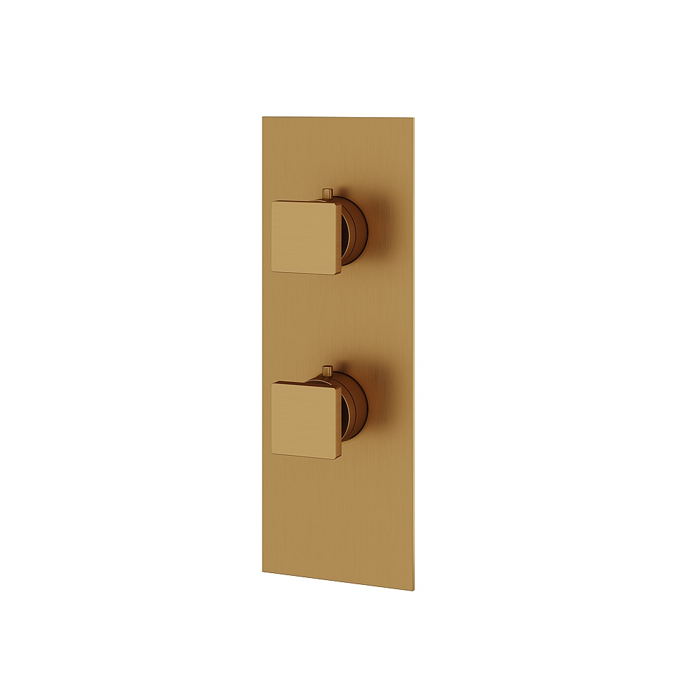 Aquabrass ABSTS9395BGD Shower Trims SquareTrim Set 3-Way Non-Shared for T12123 Valve - Brushed Gold