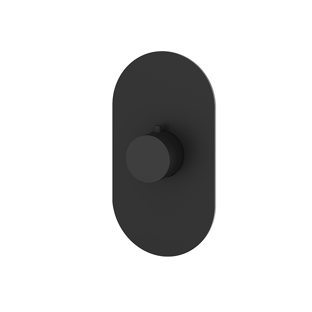 Aquabrass ABSTR3095BK Shower Trims Round Trim Set for T12000 Valve - Black