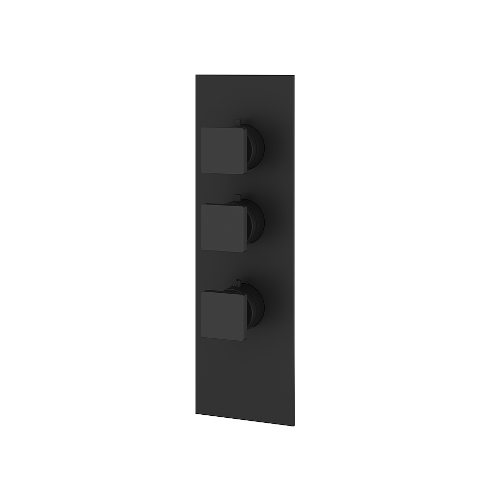 Aquabrass ABSTS3295BK Shower Trims Square Trim Set for T12002 Valve - Black