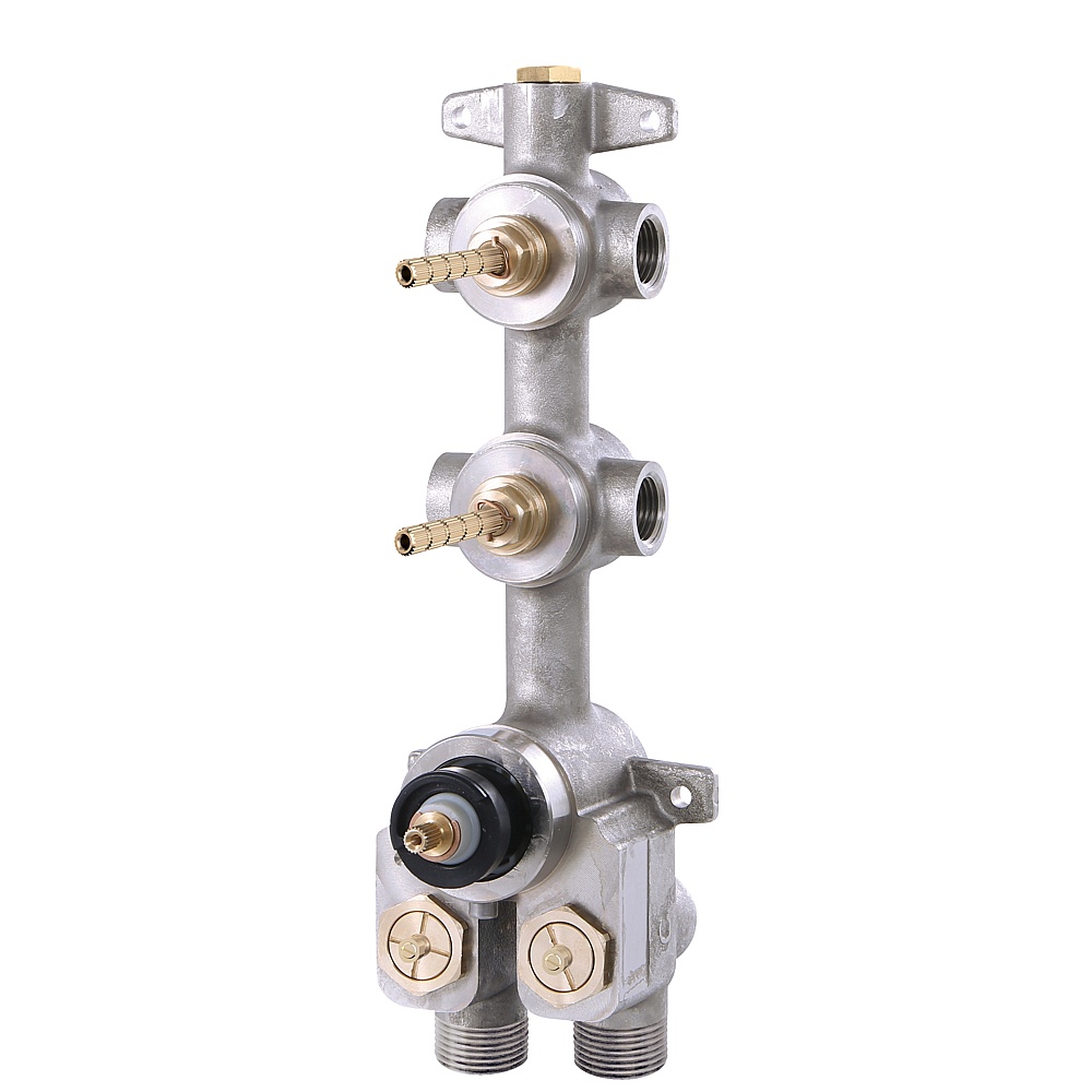 Aquabrass ABSVT12002 Shower Valves Turbo Thermo Valve with 2 Shut-Off Valve - Rough
