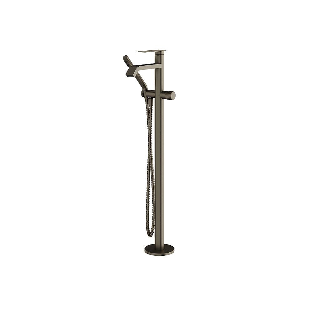 Aquabrass ABFB34085BBC Tosca Floormount Tub Filler with Handshower - Brushed Black Chrome
