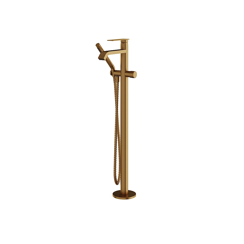 Aquabrass ABFB34085BGD Tosca Floormount Tub Filler with Handshower - Brushed Gold