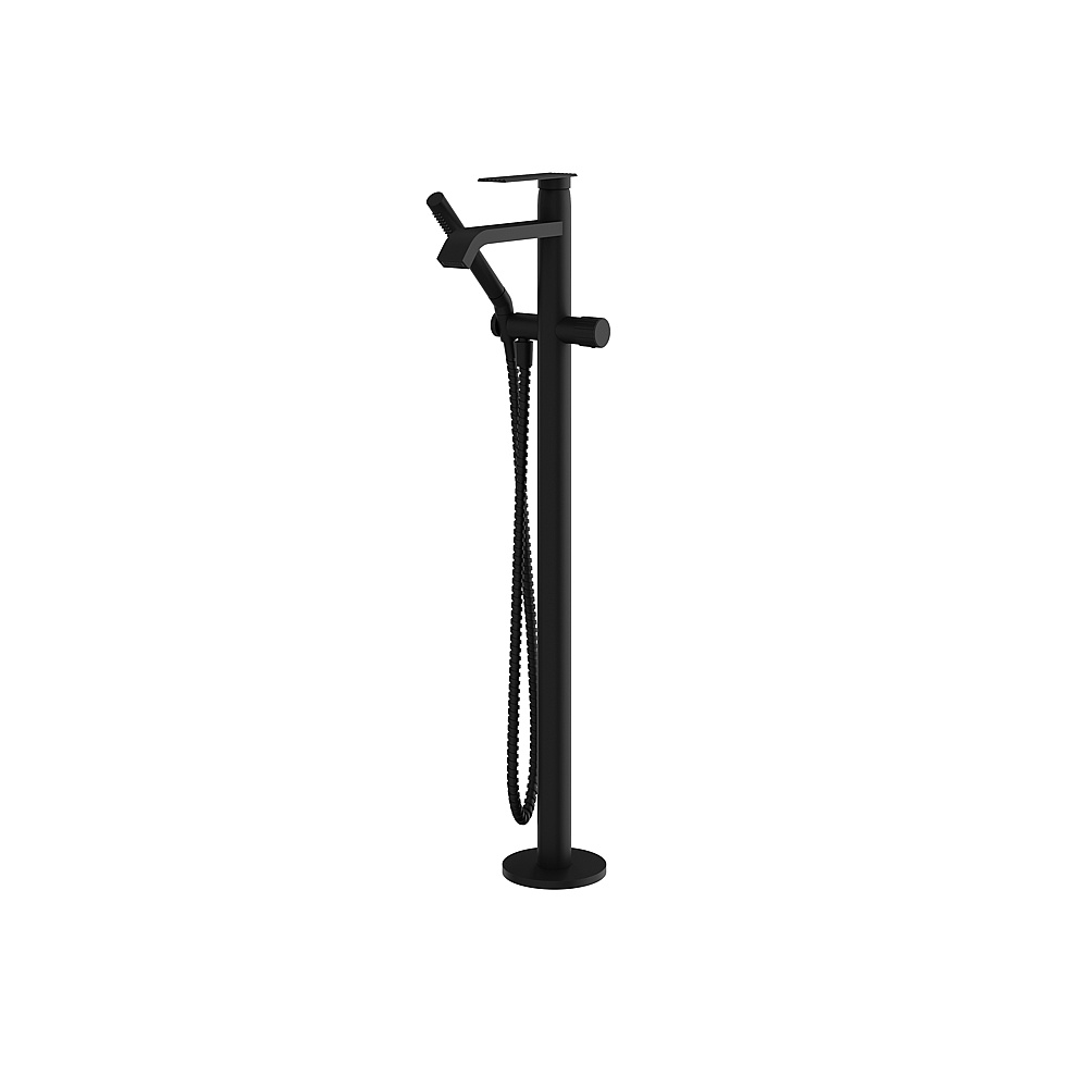 Aquabrass ABFB34085BK Tosca Floormount Tub Filler with Handshower - Black